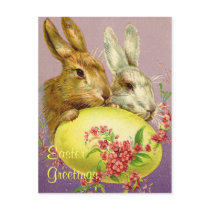 Easter Bunnies and Egg Vintage Postcard