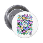 Easter Bunnies and Tulips Buttons