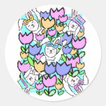 Easter Bunnies and Tulips Stickers