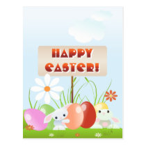 Easter Bunnies In The Grass 2 postcards
