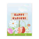 Easter Bunnies In The Grass 2 Post Card