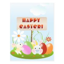 Easter Bunnies In The Grass 3 postcards