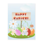 Easter Bunnies In The Grass 3 Post Card