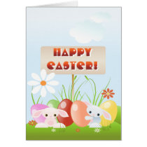 Easter Bunnies In The Grass cards