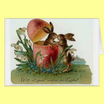 Easter bunnies with pink egg cards