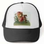 Easter bunnies with pink egg hat