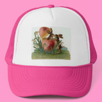Easter bunnies with pink egg hats