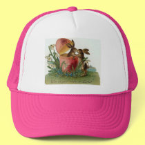Easter bunnies with pink egg hats