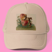 Easter bunnies with pink egg hats