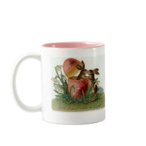 Easter bunnies with pink egg mug