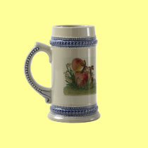 Easter bunnies with pink egg mugs