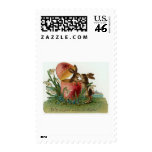 Easter bunnies with pink egg stamp
