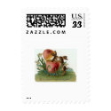 Easter bunnies with pink egg stamp
