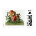 Easter bunnies with pink egg stamp