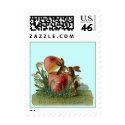 Easter bunnies with pink egg stamp