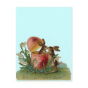 Easter bunnies with pink egg postcards