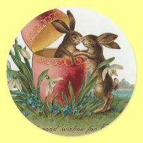 Easter bunnies with pink egg stickers
