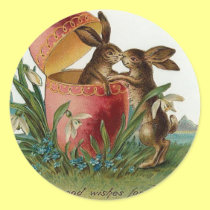 Easter bunnies with pink egg stickers