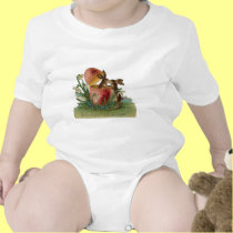Easter bunnies with pink egg t-shirts