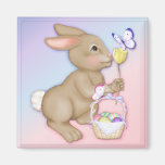 Easter Bunny and Basket Refrigerator Magnet