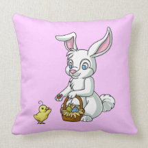 Easter Bunny and Chick Throw Pillows