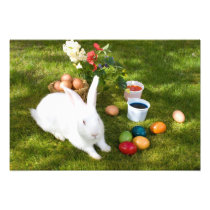Easter Bunny And Colored Eggs Photo Print