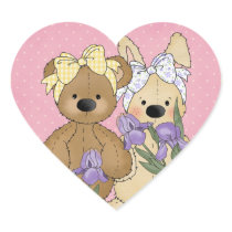 Easter Bunny and Friend Heart Stickers