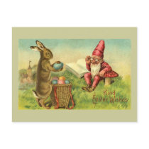 Easter Bunny And Gnome Postcard
