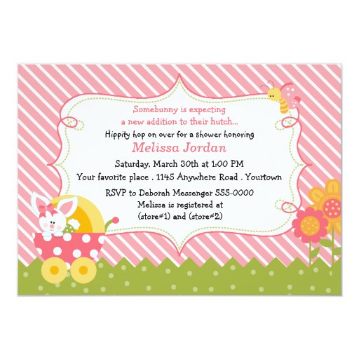 Easter Bunny Baby Girl Shower Invitation | Zazzle