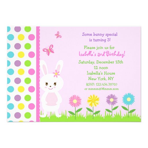 Easter Bunny  Birthday Party Invitations (front side)
