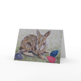 Easter Bunny Card - Wish someone special a very Happy Easter with this bunny and easter egg card. Original artwork done in ink and watercolor. Wishing You a Very Happy Easter!