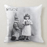 Easter Bunny Chocolate Girl Antique Photo Pillows