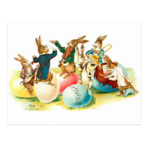 Easter Bunny Concert Vintage Postcard