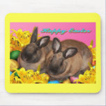 Easter Bunny, Easter Eggs & Easter Lillies on Pink mousepads