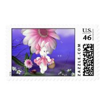 Easter Bunny Girl Flowers Postage postage