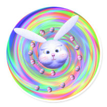 Easter Bunny Head Spin Round Stickers
