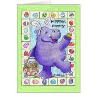 Easter Bunny Hippo Greeting Card