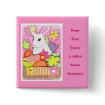 Easter Bunny in Basket Button