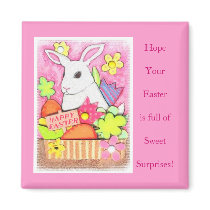 Easter Bunny in Basket Fridge Magnet
