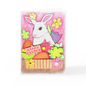 Easter Bunny in Basket Greeting Card - A basket full of sweet things!