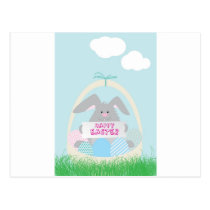 easter bunny in basket postcards