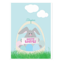 easter bunny in basket postcards
