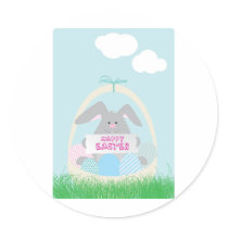 easter bunny in basket stickers