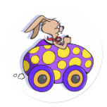 Easter Bunny in Egg Car Round Stickers