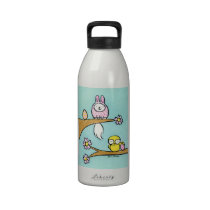 Easter Bunny Kitty Cat with Big Eyed Spring Chick water bottles
