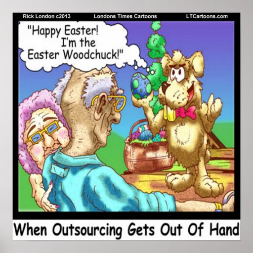 Easter Bunny Outsourcing Funny Poster