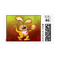 Easter Bunny Painting an Egg Stamp