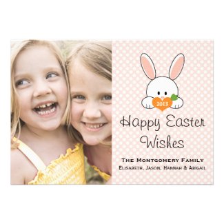 Easter Bunny Photo Cards Pink Polka Dot