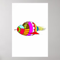 Easter Bunny Rocketeer Poster