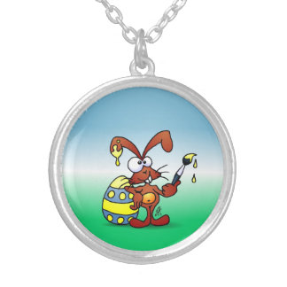 Easter Bunny Round Pendant Necklace